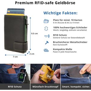 Produktbild für Kreditkartenetui SecWal Echt Leder grün/schwarz, für 10 Karten