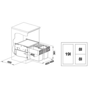 Produktbild für Einbaumülleimer BLANCO Select II 50/3, 526202