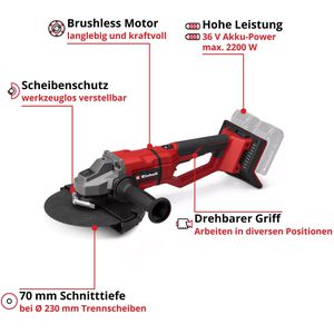 Produktbild für Winkelschleifer Einhell-Professional TP-AG 36/230-22 LiBL-Solo