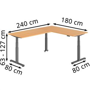 Produktbild für Schreibtisch Hammerbacher XDSMW, buche / graphit