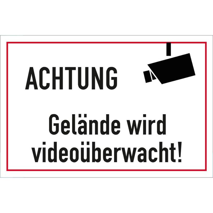 Realjoy 4 Stück Achtung Videoüberwachung Schild, 15 x 15 cm Videoüberwachung Privatgrundstück
