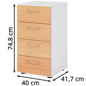 Produktbild für Kommode Hammerbacher Serie 9 Advanced, weiß / buche