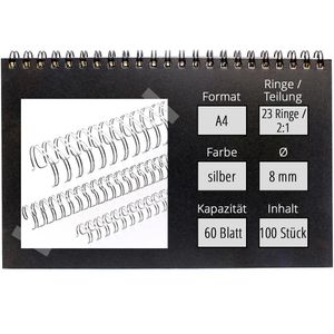 Produktbild für Drahtbinderücken Renz Ring Wire, silber, für A4
