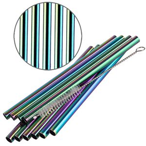 APS Strohhalme 93393 gerade aus Edelstahl, Länge 15 cm, wiederverwendbar, farbig , 10 Stück
