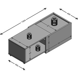 Produktbild für Couchtisch FMD-Möbel Slide 1, aus Holz, eiche / weiß