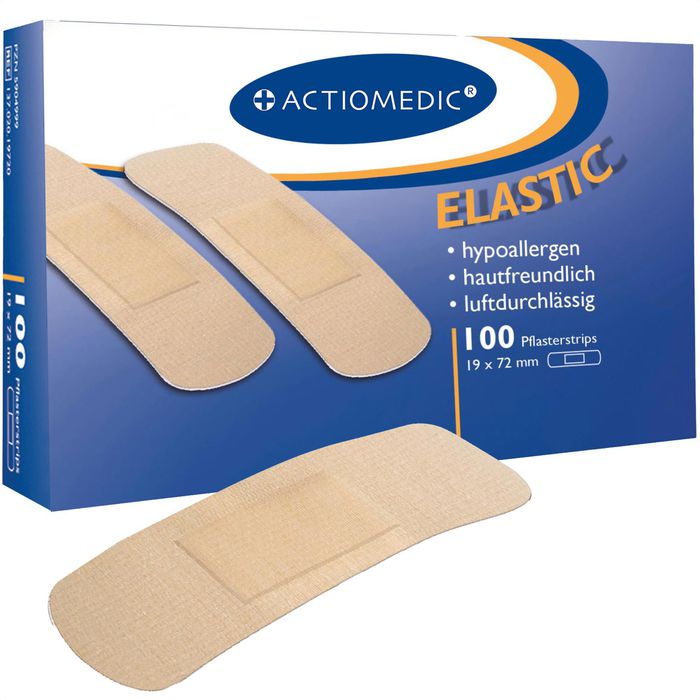 Actiomedic Pflaster Elastic Pflasterstrips, 100 Strips, elastisch,  hypoallergen 7,2 x 1,9 cm – Böttcher AG