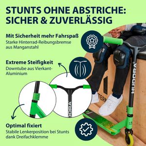 Produktbild für Scooter Hudora Stunt Scooter Kids, Stahlpfosten, grün