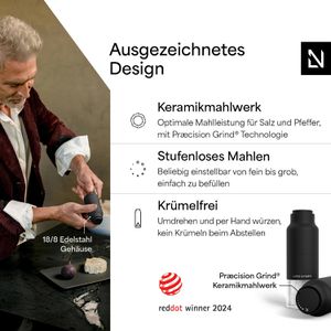Produktbild für Gewürzmühle LARS-NYSØM Omvendt Carbon Black, Höhe 15,2 cm