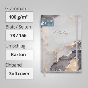 Produktbild für Notizbuch paper&amp;you Grey Marble, 6615-7, Karton Softcover