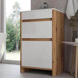 Produktbild für Waschtisch Vicco Detmold, stehend, goldkraft eiche / weiß