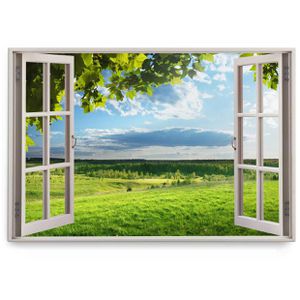Wandbild Sinus-Art Fensterbild Sommer Landschaft, 120 x 80 cm