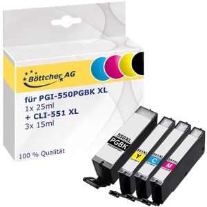 Tinte Böttcher-AG für Canon PGI-550PGBK XL + CLI-551 XL