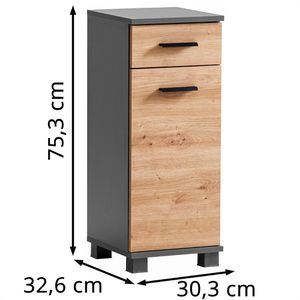 Produktbild für Badschrank Schildmeyer Palermo 157629, 4 Füße, eiche/anthrazit