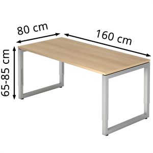 Produktbild für Schreibtisch Hammerbacher R-Serie, eiche / silber