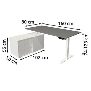 Produktbild für Schreibtisch Kerkmann Move 1, 2162, graphit, mit Sideboard