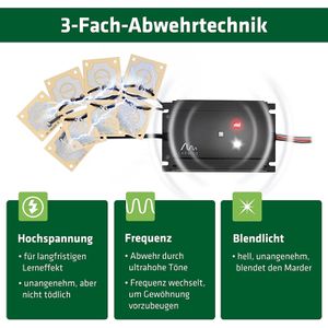 Gardigo Marderschreck 3-Fach Marder-Schock Plus, Autobatterie 12V