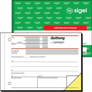 Quittungsblock Sigel SD121, fälschungssicher, MwSt. separat