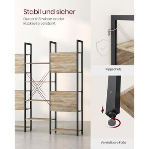 Produktbild für Bücherregal Vasagle LLS107B60, schwarz / braun