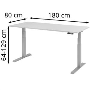 Produktbild für Schreibtisch Hammerbacher XDKB 19, lichtgrau / silber