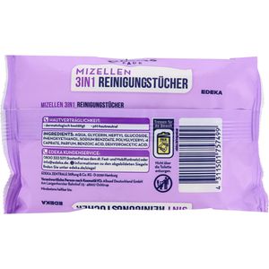 Produktbild für Abschminktücher elkos Face 3in1 Reinigungstücher Mizellen