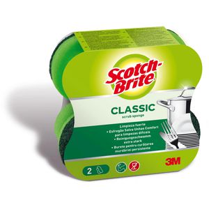 3M Spülschwamm Scotch Brite Classic Comfort, mit Griffrille und Scheuerseite, 2 Stück , 2 Stück