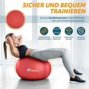 Produktbild für Gymnastikball Tresko Anti-Burst, mit Luftpumpe
