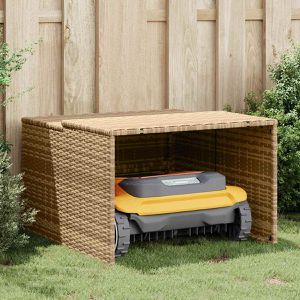 Produktbild für Mähroboter-Garage vidaXL 365407, beige, aus Polyrattan