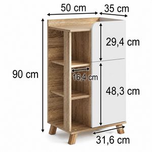 Produktbild für Badschrank Vicco Karen, 4 Füße, weiß / sonoma eiche