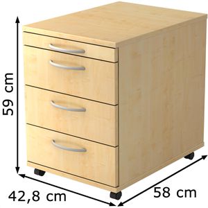 Produktbild für Rollcontainer Hammerbacher Basic 1606, aus Holz, ahorn