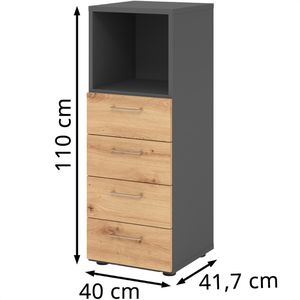 Produktbild für Kombischrank Hammerbacher Serie 9 Advanced, asteiche / graphit