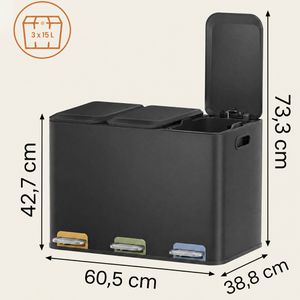 Produktbild für Mülleimer Songmics LTB740B02, tintenschwarz
