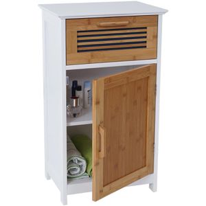 Produktbild für Badschrank Mendler HWC-A85, 57145, mit 4 Füßen, braun / weiß
