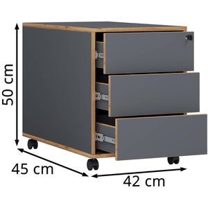 Produktbild für Rollcontainer VCM Salia 920747, aus Holz, anthrazit