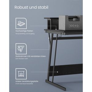 Produktbild für Schreibtisch Vasagle LWD192B56V1, schwarz / schwarz