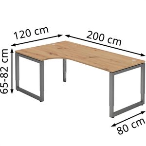 Produktbild für Schreibtisch Hammerbacher R-Serie, asteiche / silber