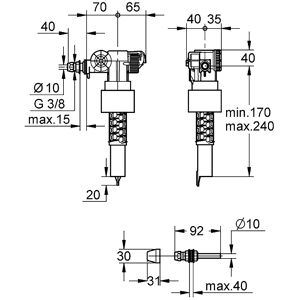 Produktbild für Füllventil GROHE 37092000, Anschluss seitlich &amp; unten