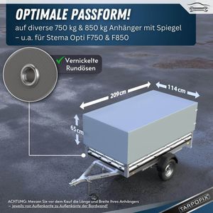 Produktbild für Anhänger-Plane Tarpofix HP11-GR, wasserdichte Hochplane