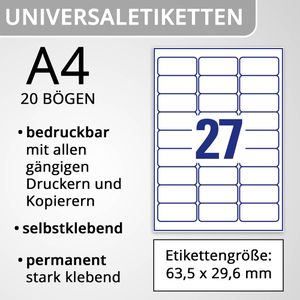 Produktbild für Universaletiketten Zweckform L7874-20, weiß
