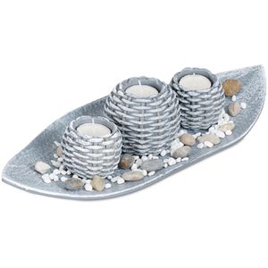 Teelichthalter Relaxdays 10029939, grau