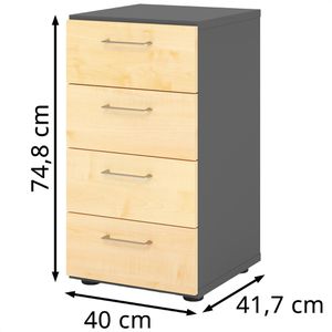 Produktbild für Kommode Hammerbacher Serie 9 Advanced, ahorn / graphit