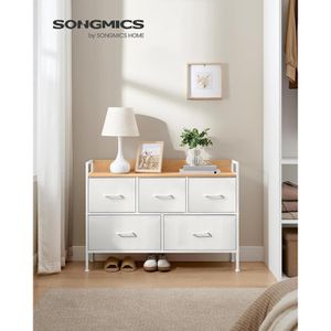 Produktbild für Kommode Vasagle LTS135W01, weiß / eiche