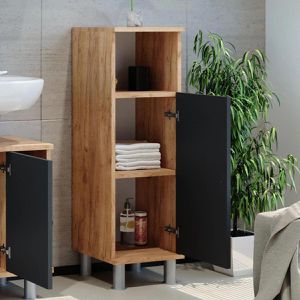 Produktbild für Badschrank Vicco Fynn, mit 4 Füßen, anthrazit / eiche