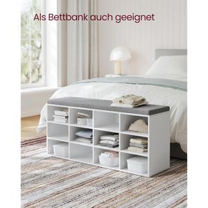 Produktbild für Schuhbank Vasagle LHS012W14, weiß, aus Holz