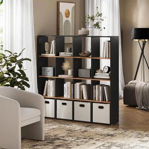 Produktbild für Bücherregal Vicco Karree, anthrazit / eiche