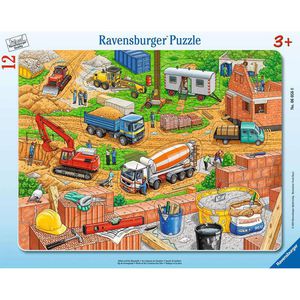Ravensburger Puzzle 06058 Arbeit auf der Baustelle, Rahmenpuzzle, ab 3 Jahre, 12 Teile