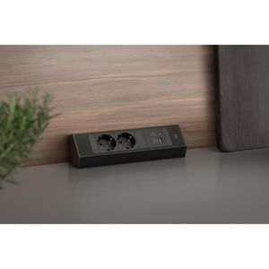 Produktbild für Tischsteckdose Bachmann Casia 2, mit 2 m Schuko Kabel