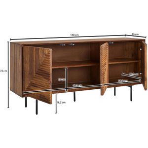 Produktbild für Sideboard Wohnling WL6.561, aus Massivholz, sheesham