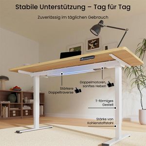 Produktbild für Schreibtisch FlexiSpot E1W Pro, ahorn / weiß