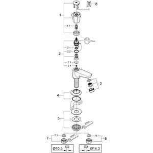 Produktbild für Waschtischarmatur GROHE Costa Standventil, 20404001, verchromt