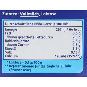 Produktbild für Milch MinusL H-Vollmilch, Fettgehalt 3,5%